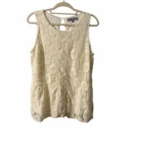 Absolutely Famous Cream Lace Peplum Top Size Large
